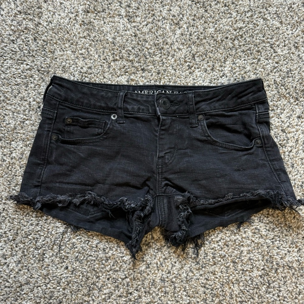 American Eagle Outfitters Black Super Lowrise Shorty Shorts Size 4